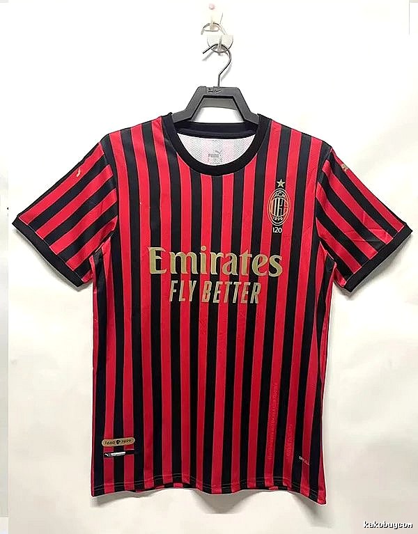 AC Milan Resort Retro soccer jersey Red Black Striped with Premium Look