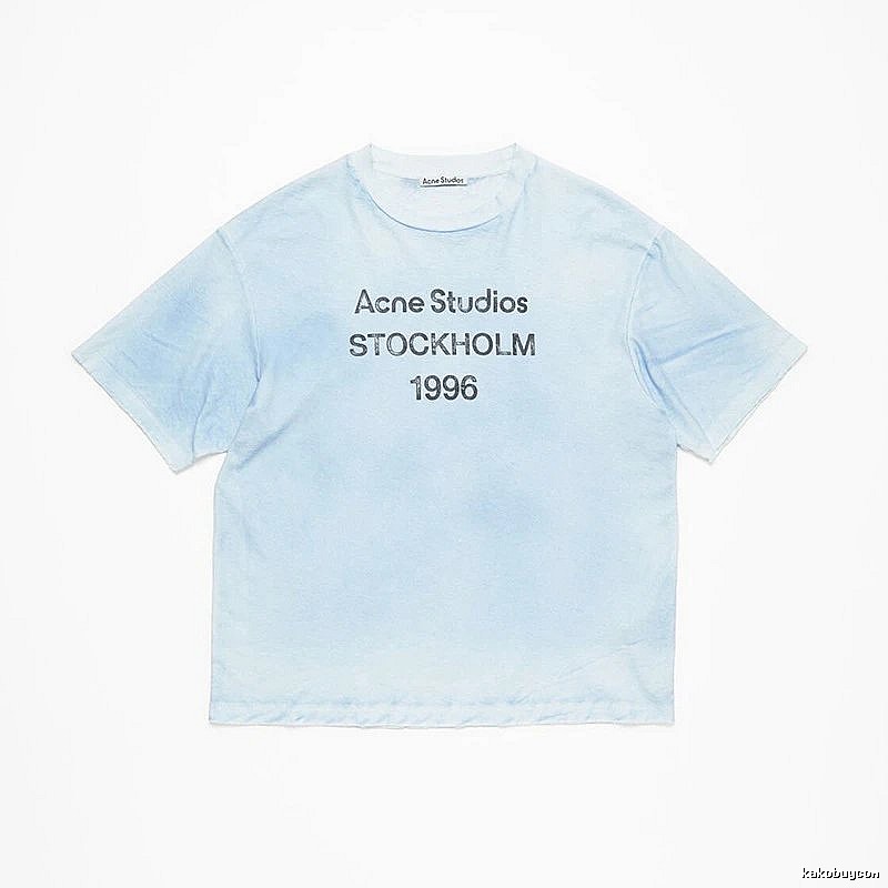 Acne Studios 2090-80 Light Blue Style Ac908046 Stockholm Logo T-Shirt Gift Ready