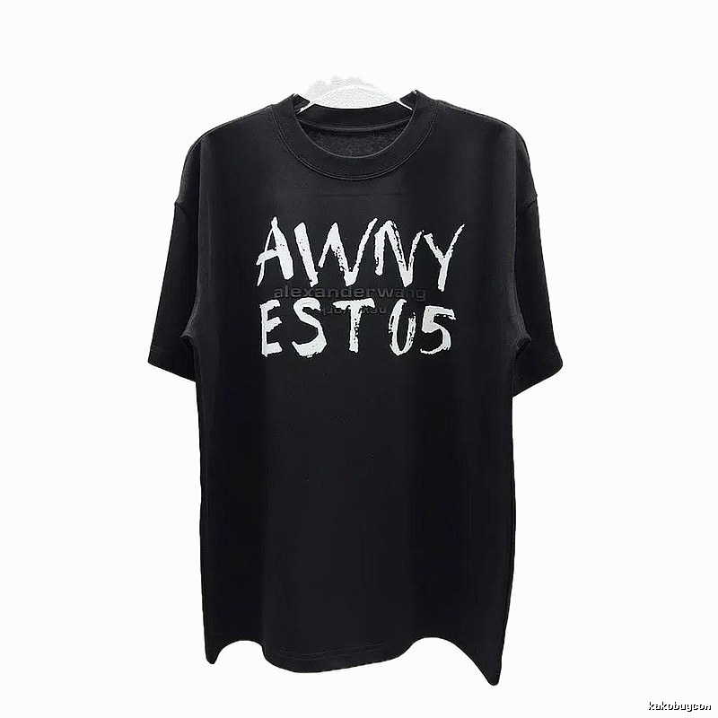 Alexander Wang Alphabet Street Style Black T-Shirt