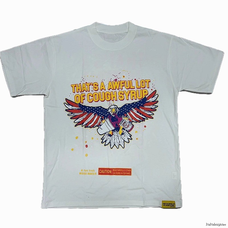 ALOCS Flying Eagle Print American Vintage White T-shirt