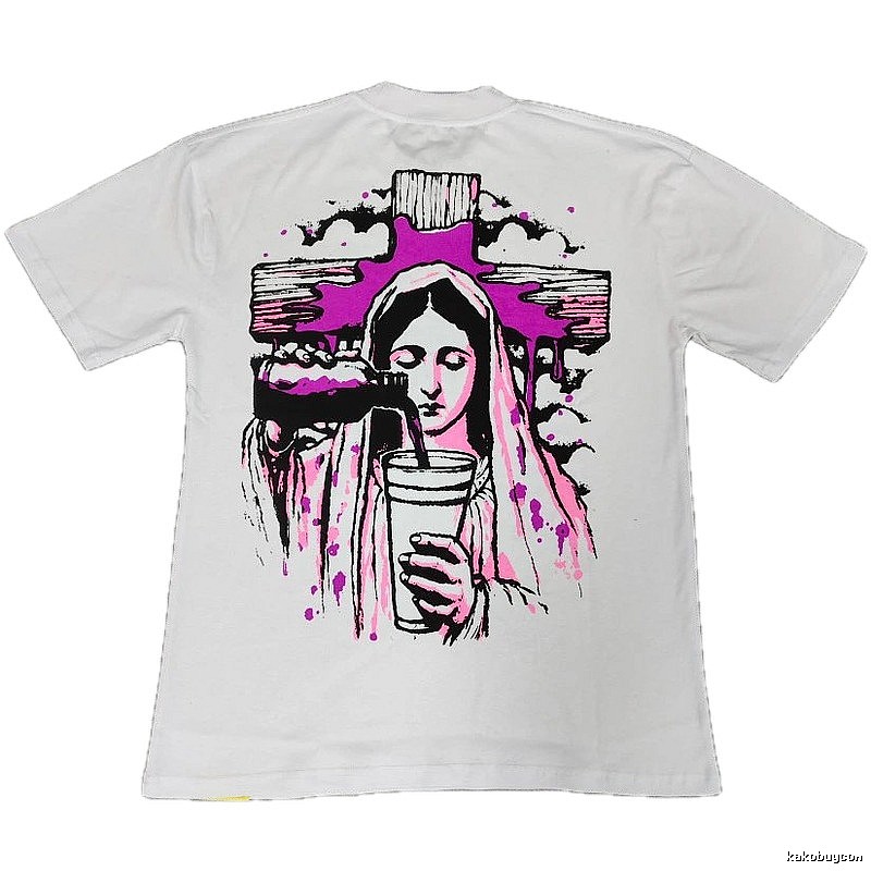 American Streetwear Brand Virgin Mary Printed Street Style White T-Shirt