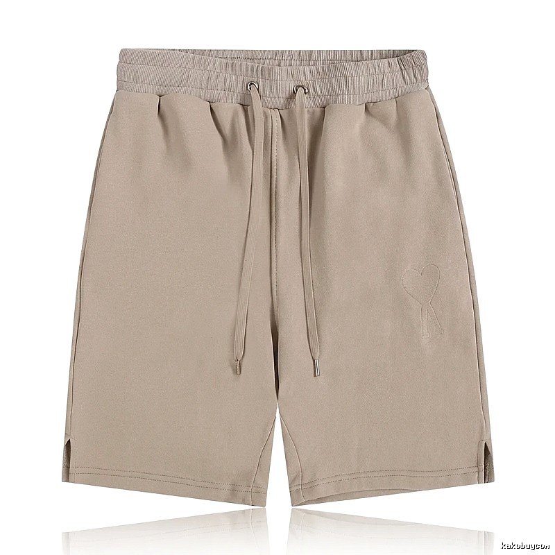 AMI Embroidered Trendy Brand Khaki Shorts