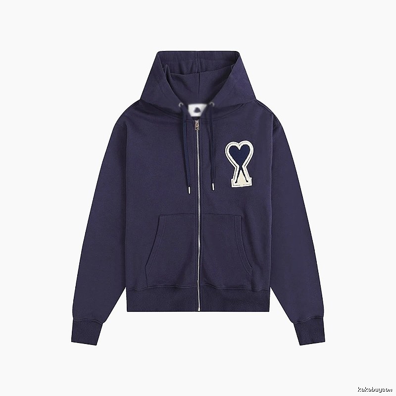 AMI Heart Pattern Zipper Hoodie