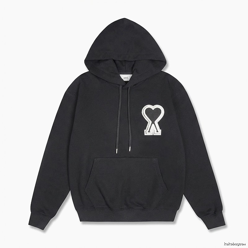 AMI Heart-shaped Pattern Black Hoodie