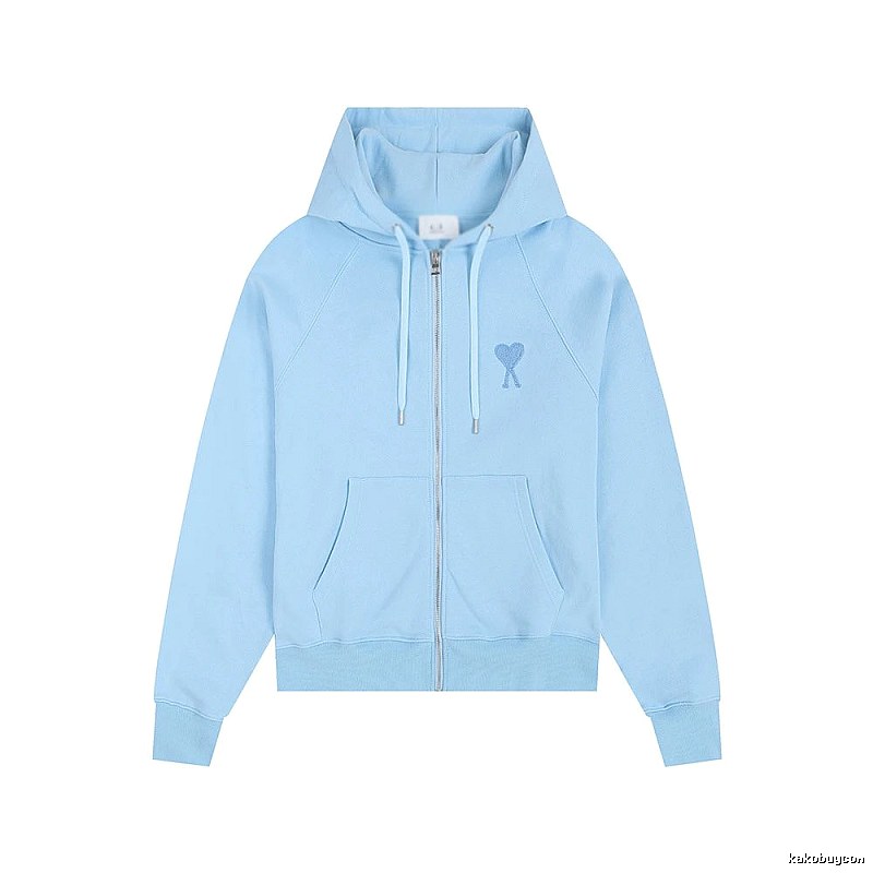 AMI Love Embroidery Light Blue Hoodie
