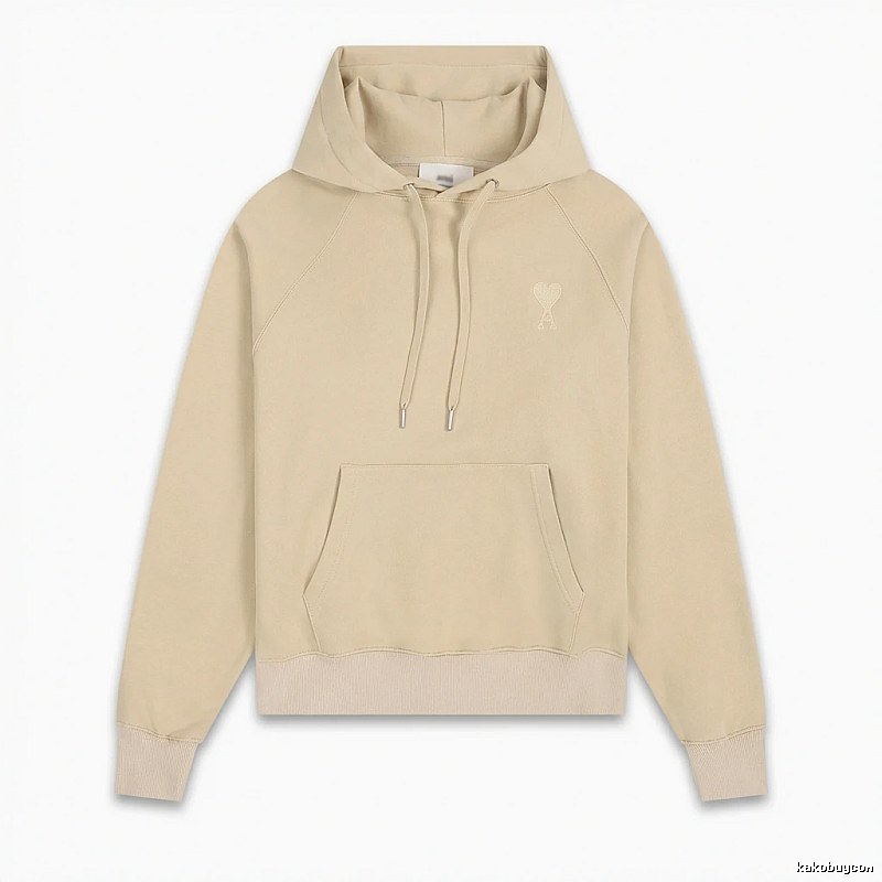 AMI Love Minimalist Style Beige Hoodie