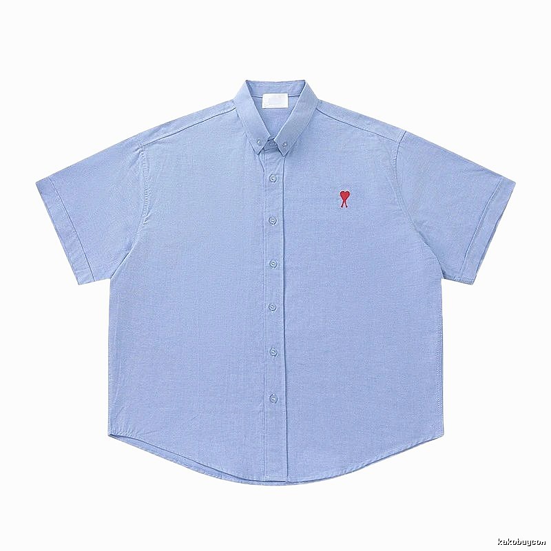 AMI Love Series Simple Style Blue Shirt