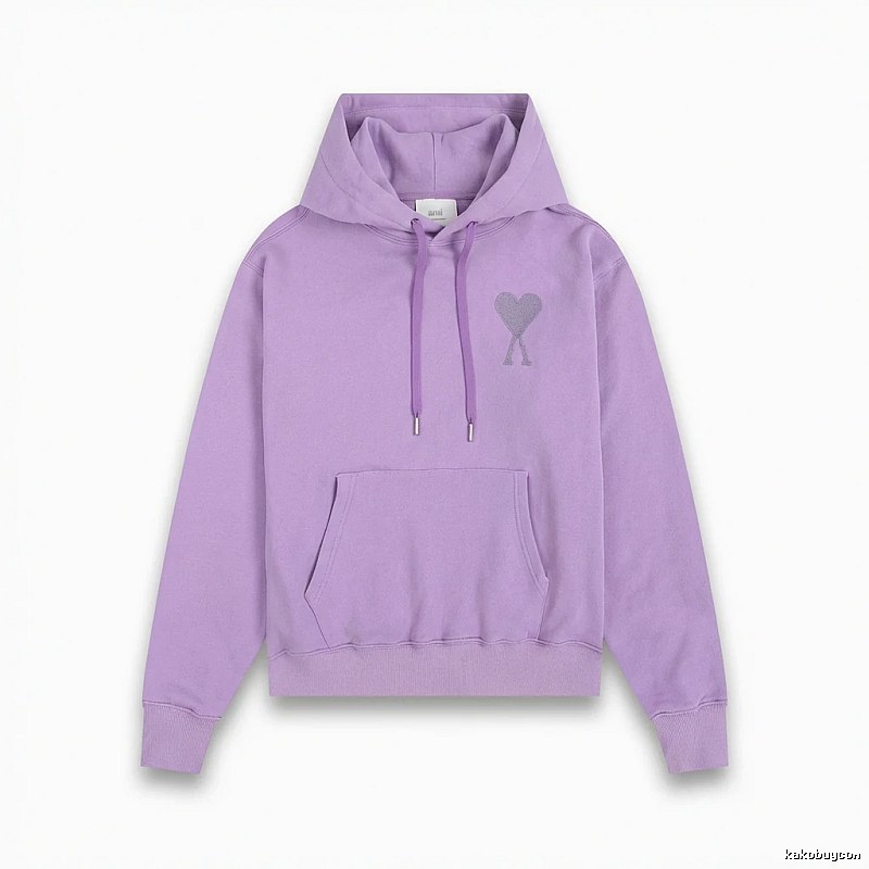 AMI series minimalist style purple hoodie