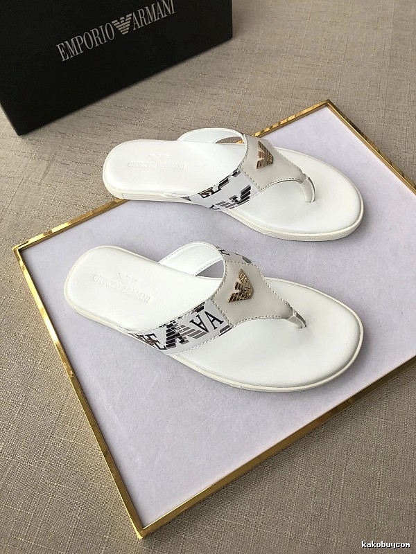 Armani Eagle Logo Casual Style White Flip-flops