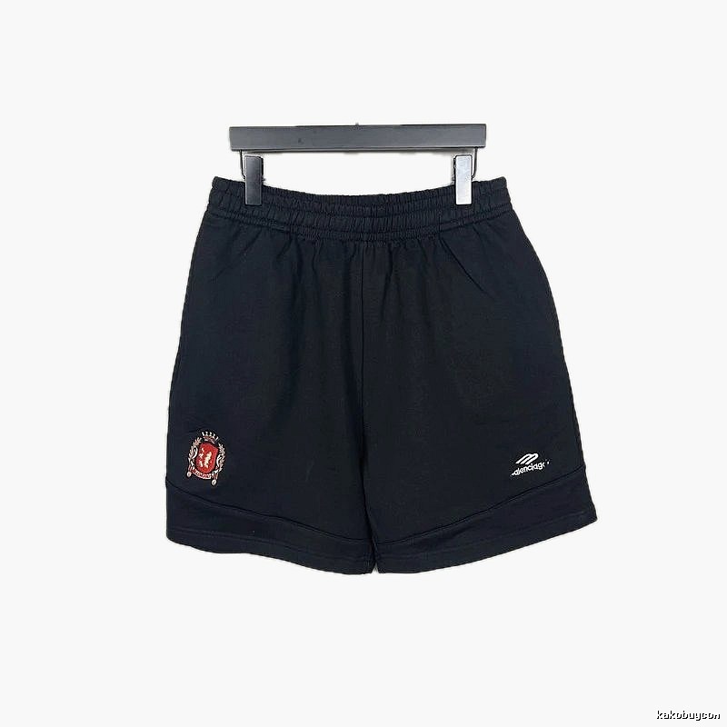 Balenciaga badge-style black shorts