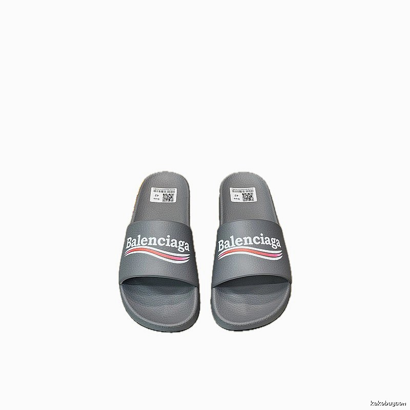 Balenciaga Casual Color Stripe Gray Slide Slippers