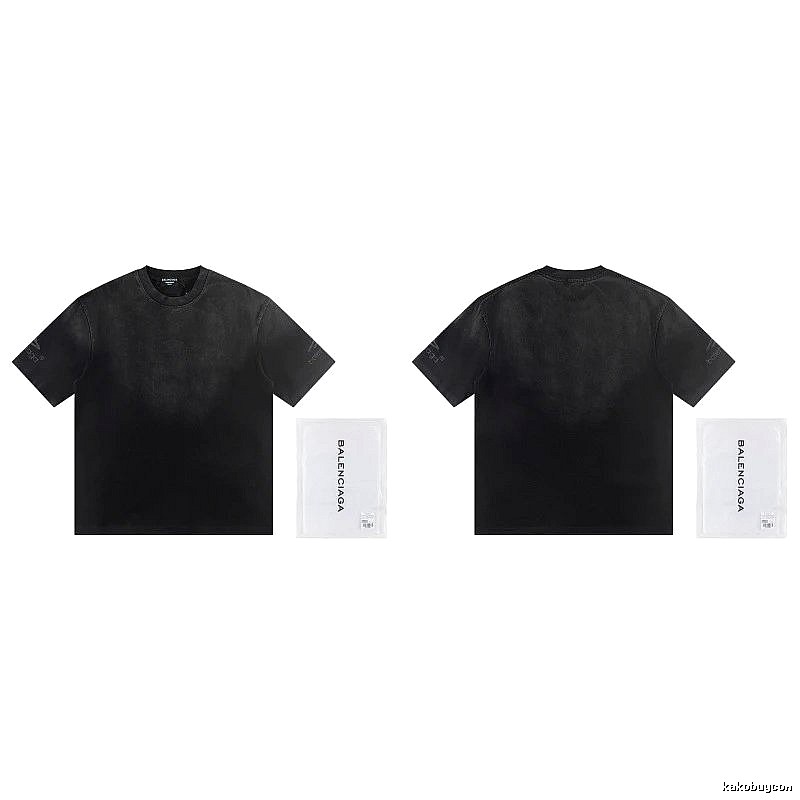 Balenciaga Distressed Street Style Black Short-Sleeve T-Shirt