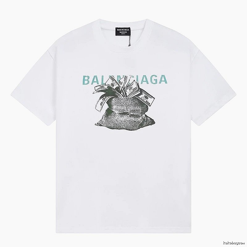 Balenciaga Dollar Bill Print Street Style White T-Shirt