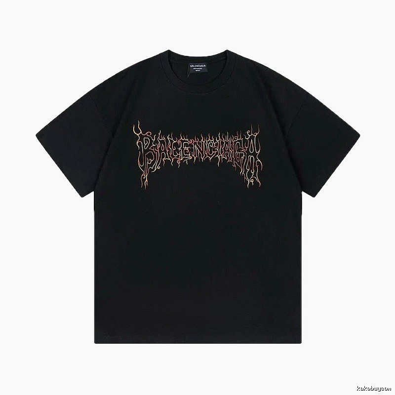 Balenciaga Flame Gothic Style Black T-shirt