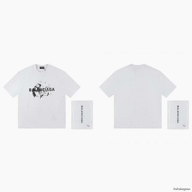 Balenciaga Graffiti Print Street Style White T-Shirt