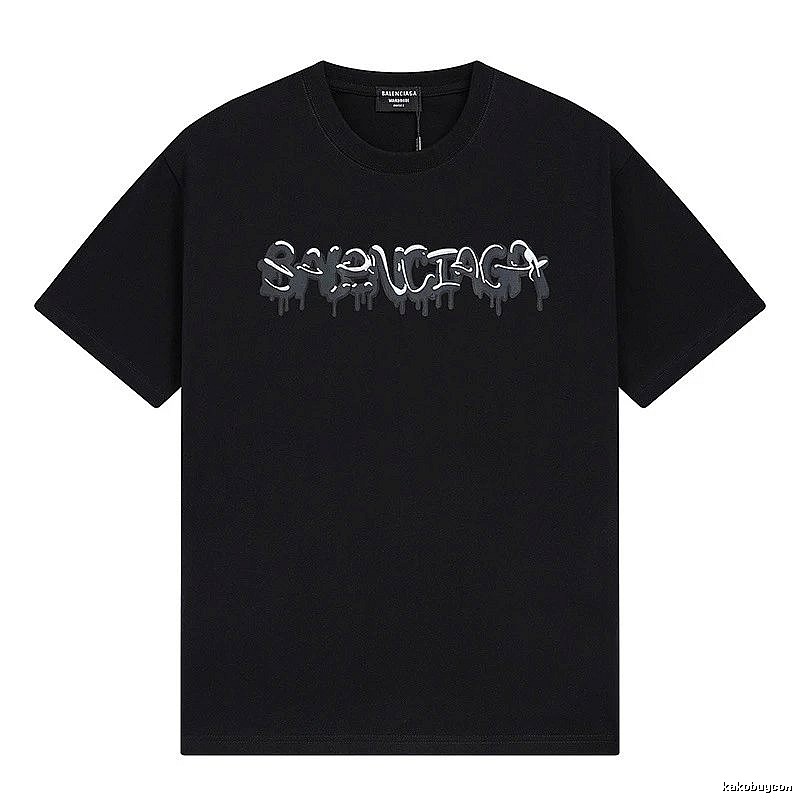 Balenciaga Graffiti Street Style Black Short Sleeve T-shirt