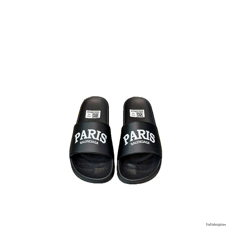 Balenciaga PARIS Print Trendy Black Slippers