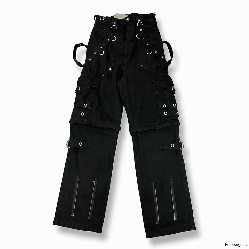 Balenciaga punk-style black cargo pants