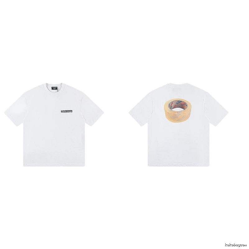 Balenciaga Tape Print Streetwear White T-Shirt