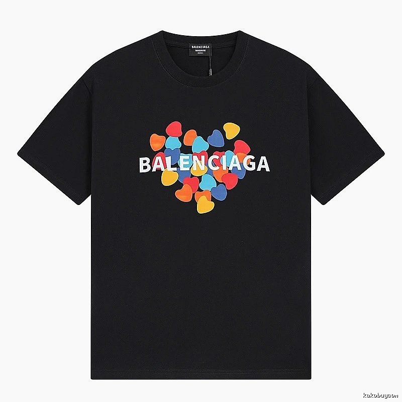 Balenciaga Trendy Black T-shirt with Heart Print