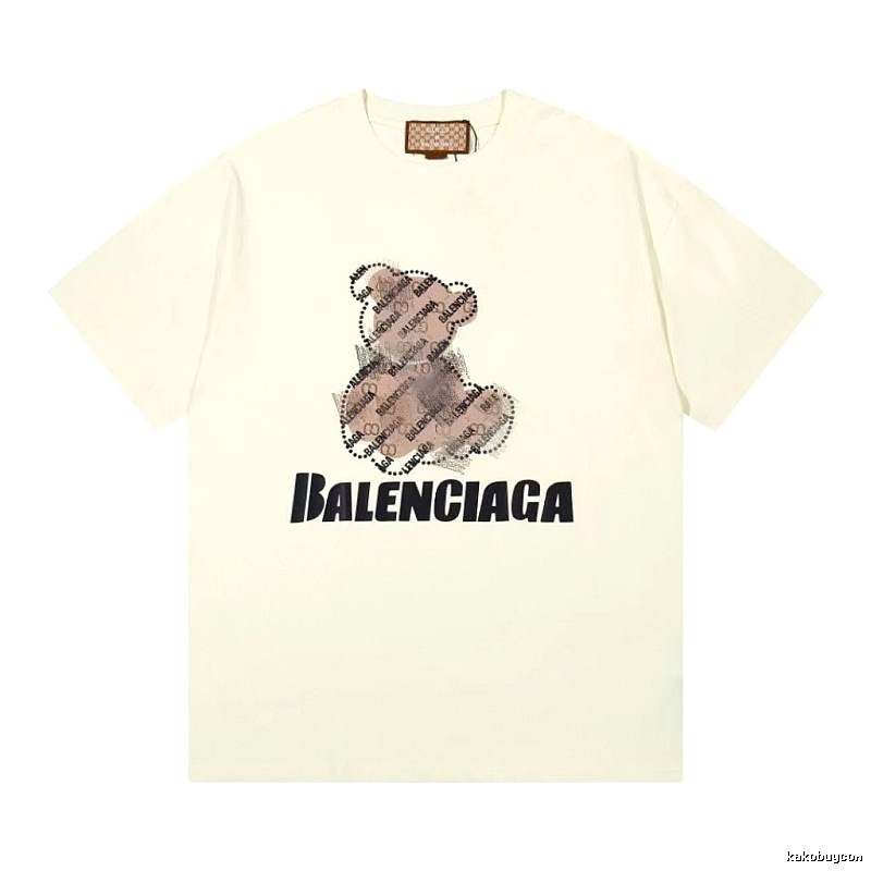 Balenciaga Trendy Off-white T-shirt with Bear Print