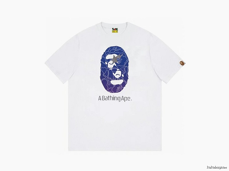 Bape ape face print short-sleeved white T-shirt