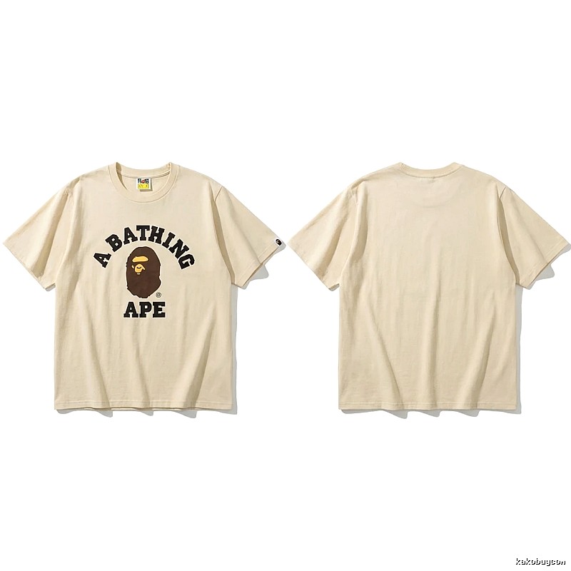 Bape Ape Head Minimalist Style Beige T-shirt