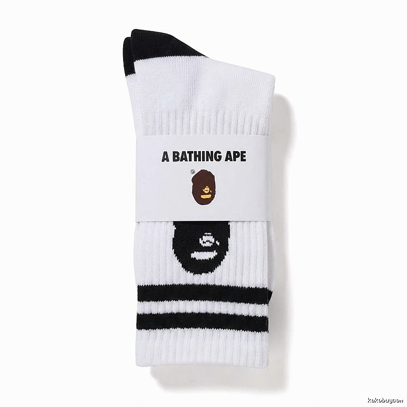 Bape black and white minimalist style socks