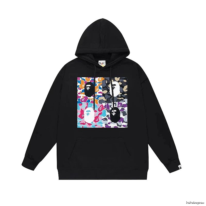Bape camouflage-style black hoodie