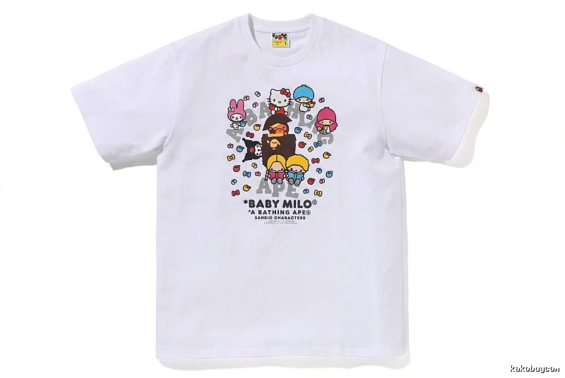 Bape cartoon - printed white T - shirt