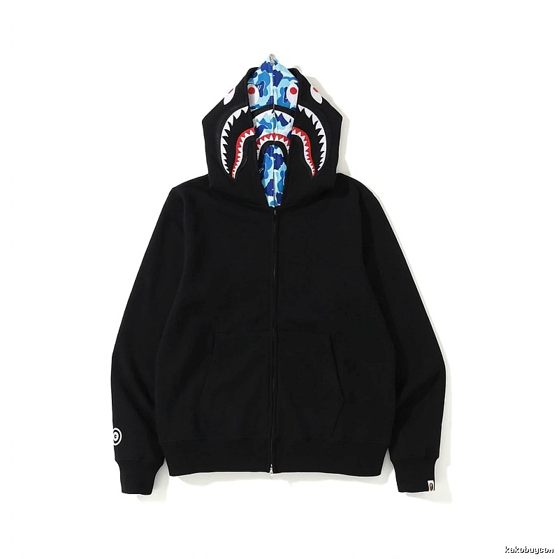 Bape Shark Head Print Black Hoodie