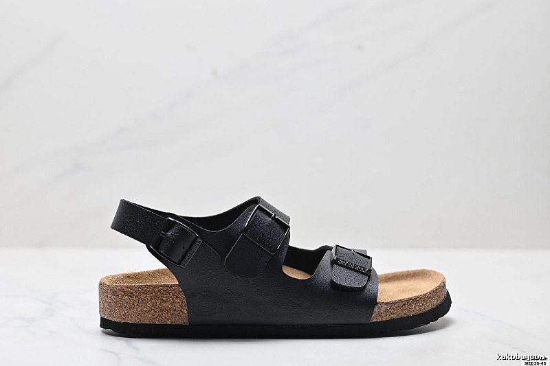 BIRKENSTOCK Casual Style Black Double-Buckle Sandals