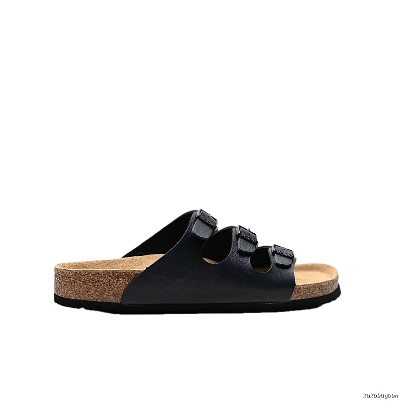 BIRKENSTOCK Casual Three-Buckle Black Slides