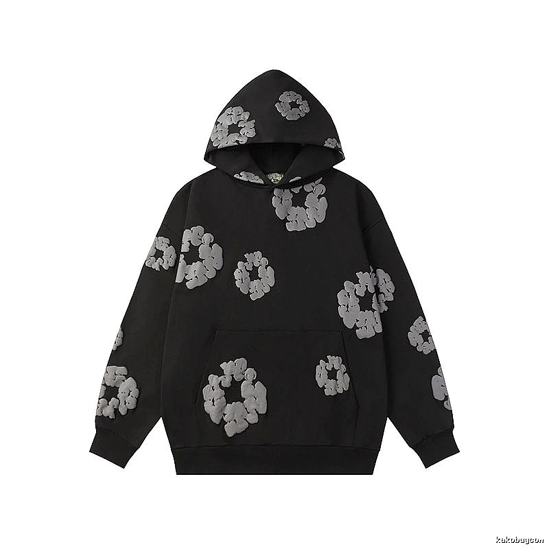 Black Allover Flower Graphic Hoodie