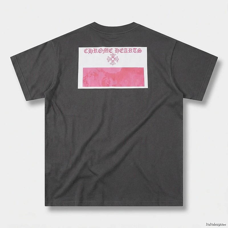 Black T-shirt with Chrome Hearts print style