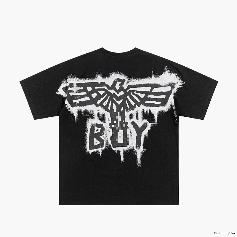 BOY Flying Eagle Graffiti Street Style Black Short-sleeve T-shirt
