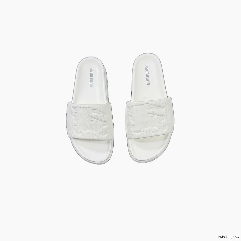 Burberry Embossed Equestrian Knight Minimalist White Slides