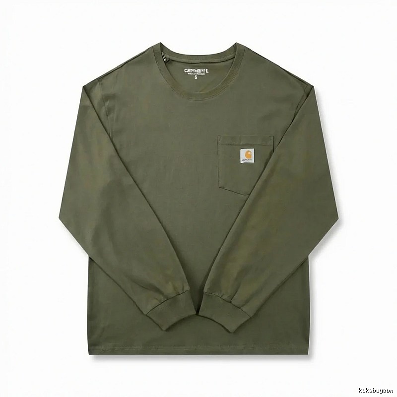 Carhartt workwear style olive green long-sleeve