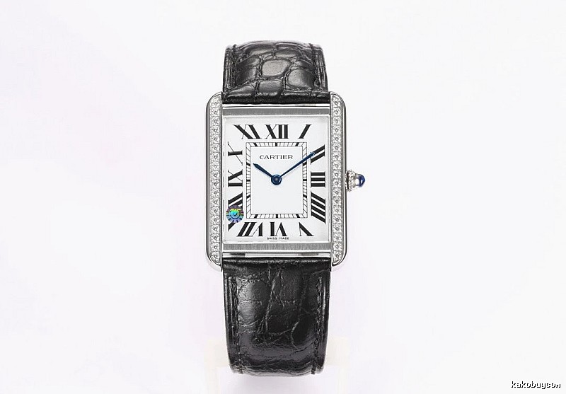 Cartier Tank-Style Dress Watch Travel Edit in Silver And Black