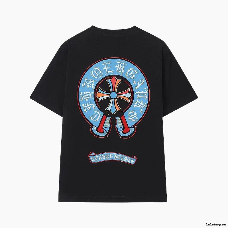 Chrome Hearts Colorful Cross Trendy Cool Style Black Short-sleeve T-shirt