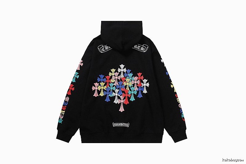Chrome Hearts Compact Cross graphic hoodie Black Blue Cross for Sport-Inspired Styling