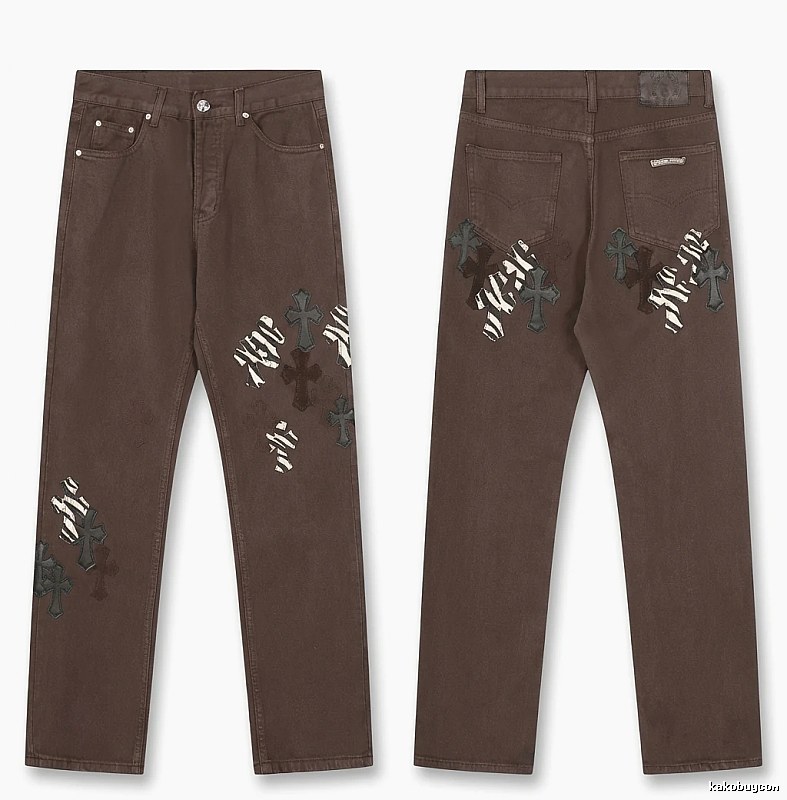 Chrome Hearts Cross Dark Style Brown Pants