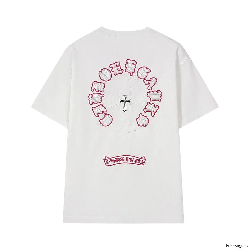 Chrome Hearts Cross Embroidered Street Style White T-Shirt