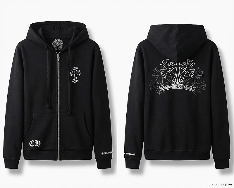 Chrome Hearts Cross Print Style Black Sweatshirt