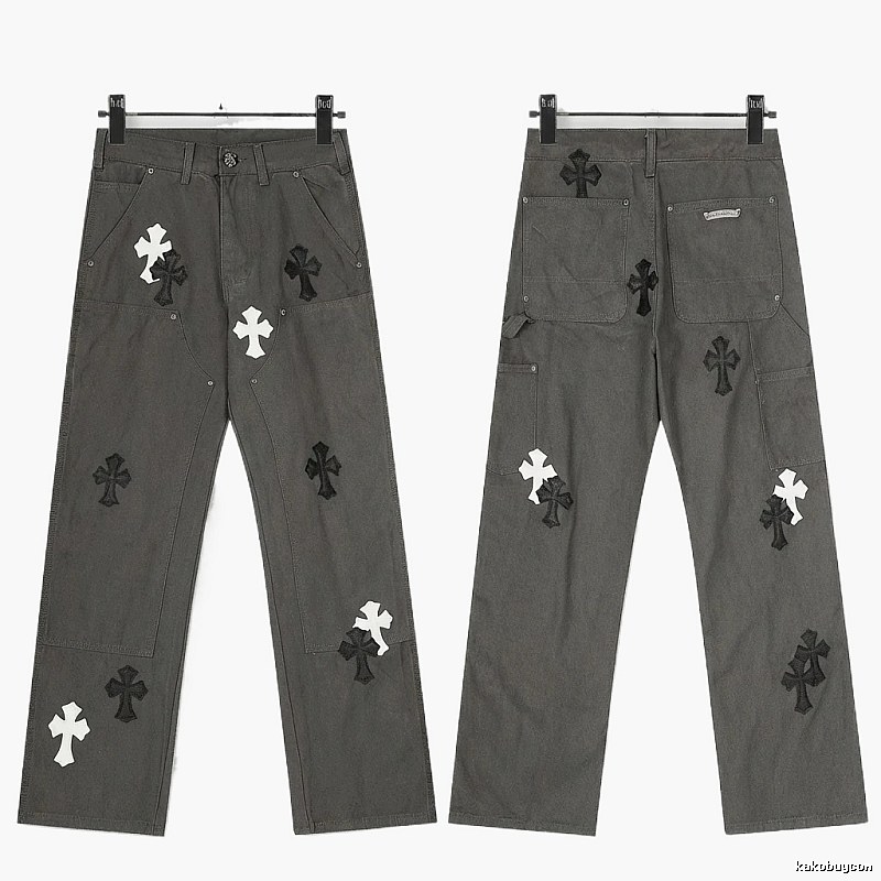 Chrome Hearts Cross Workwear Style Grey Pants