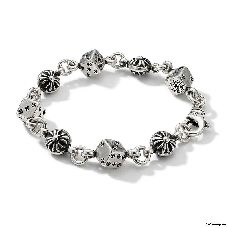 Chrome Hearts Dice Retro Style Silver Bracelet