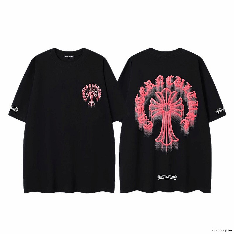 Chrome Hearts Gothic Style Cross Black Short Sleeve T-Shirt