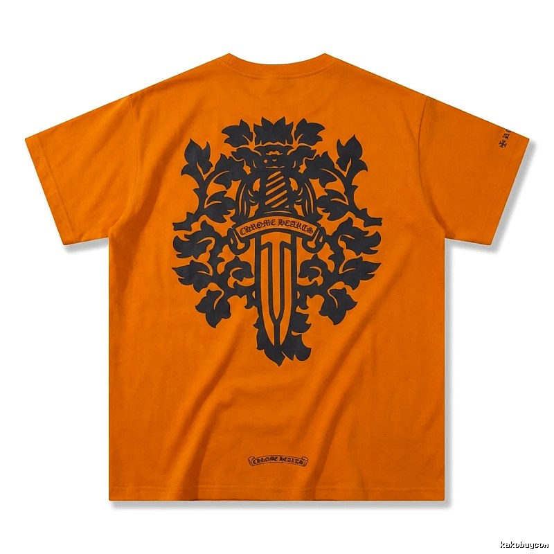 Chrome Hearts Gothic Style Orange T-shirt