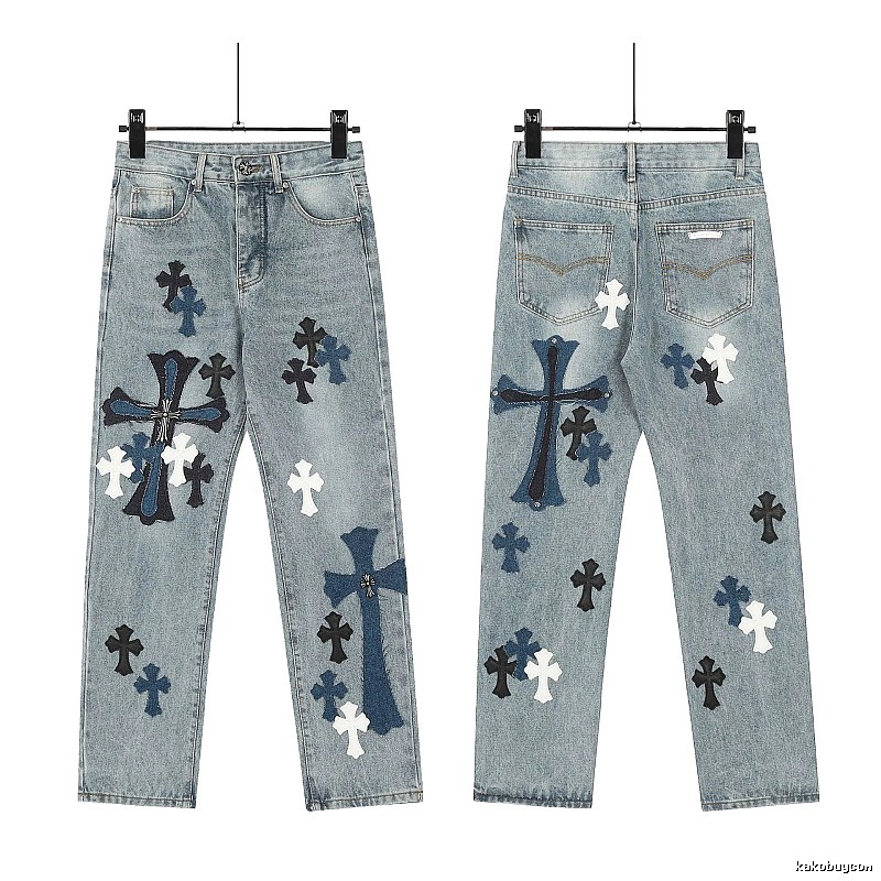 Chrome Hearts Lightweight Graphic jeans Light Denim Jeans for Trend Styling