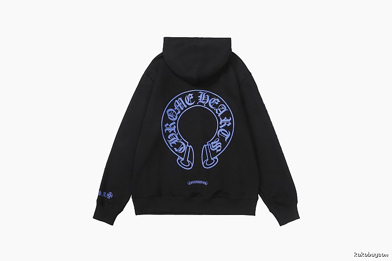 Chrome Hearts Logo Detail Cross graphic hoodie Black Blue Cross with Functional Detail